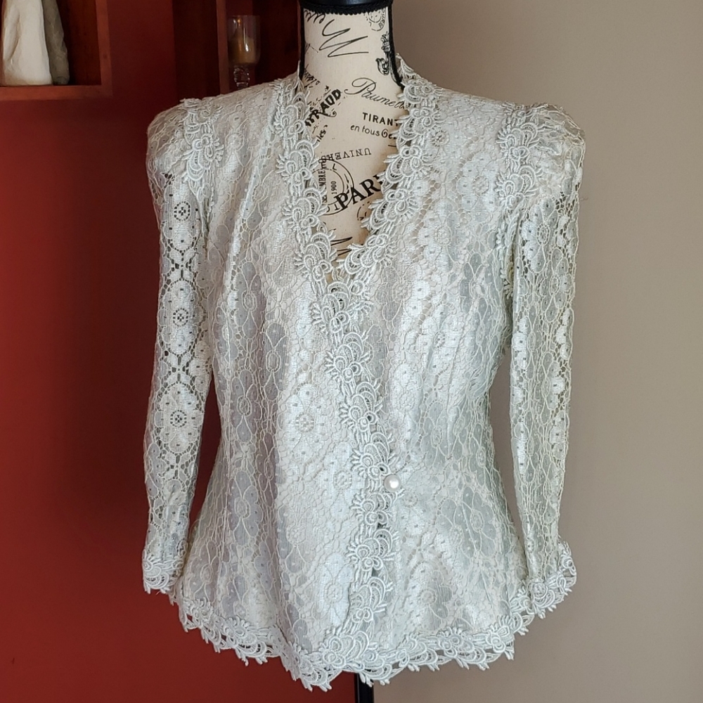 Cachet Vintage 1980s - 2 Piece Wedding Skirt Suit, size 11/12
